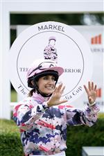 CHICHESTER, ENGLAND - AUGUST 04: Roya Nikkhah in the official line up for The Markel Magnolia Cup at Goodwood Racecourse on August 04, 2023 in Chichester, England. (Photo by Alan Crowhurst/Getty Images)
