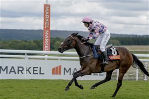 CHICHESTER, ENGLAND - AUGUST 04: Roya Nikkhah riding Terracotta Warrior during The Markel Magnolia Cup at Goodwood Racecourse on August 04, 2023 in Chichester, England. (Photo by Alan Crowhurst/Getty Images)