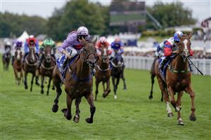 CHICHESTER, ENGLAND - AUGUST 04: Luke Morris riding Temporize (lilac) win The Coral Goodwood Handicap at Goodwood Racecourse on August 04, 2023 in Chichester, England. (Photo by Alan Crowhurst/Getty Images)