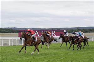CHICHESTER, ENGLAND - AUGUST 04: Jason Hart riding Highfield Princess win The King George Qatar Stakes at Goodwood Racecourse on August 04, 2023 in Chichester, England. (Photo by Alan Crowhurst/Getty Images)