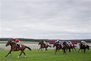 CHICHESTER, ENGLAND - AUGUST 04: Jason Hart riding Highfield Princess win The King George Qatar Stakes at Goodwood Racecourse on August 04, 2023 in Chichester, England. (Photo by Alan Crowhurst/Getty Images)