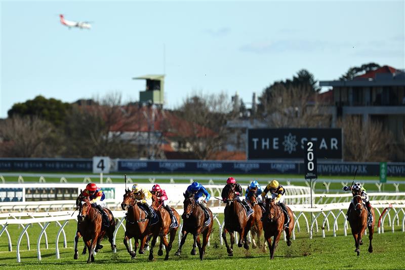 SYDNEY, AUSTRALIA - AUGUST 19: Jean Van Overmeire riding Parisal wins Race 7 Laurel Oak Toy Show Quality during "Winx Stakes Day" - Sydney Racing at Royal Randwick Racecourse on August 19, 2023 in Sydney, Australia. (Photo by Jeremy Ng/Getty Images)