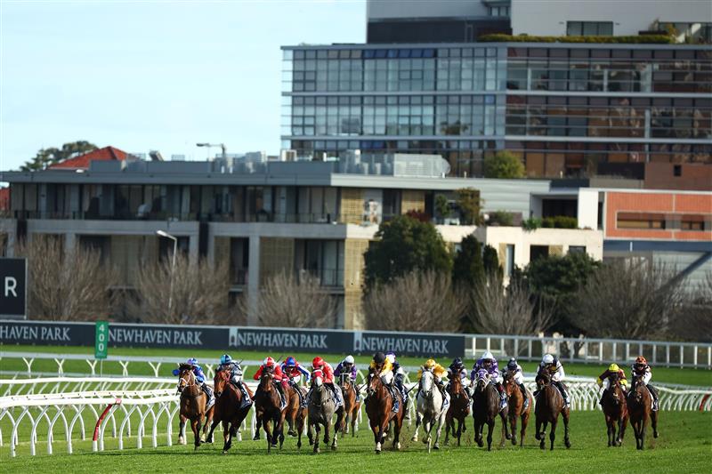 SYDNEY, AUSTRALIA - AUGUST 19: Jason Collett riding Hosier 
 wins Race 6 James Squires Premier’s Cup during "Winx Stakes Day" - Sydney Racing at Royal Randwick Racecourse on August 19, 2023 in Sydney, Australia. (Photo by Jeremy Ng/Getty Images)