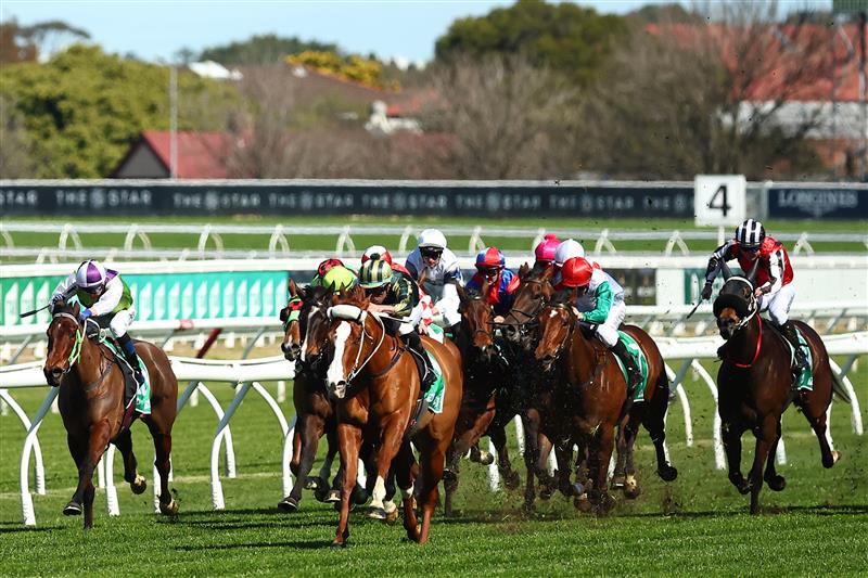 SYDNEY, AUSTRALIA - AUGUST 19: Nash Rawiller riding Derry Grove wins Race 2 TAB Highway Handicap during "Winx Stakes Day" - Sydney Racing at Royal Randwick Racecourse on August 19, 2023 in Sydney, Australia. (Photo by Jeremy Ng/Getty Images)