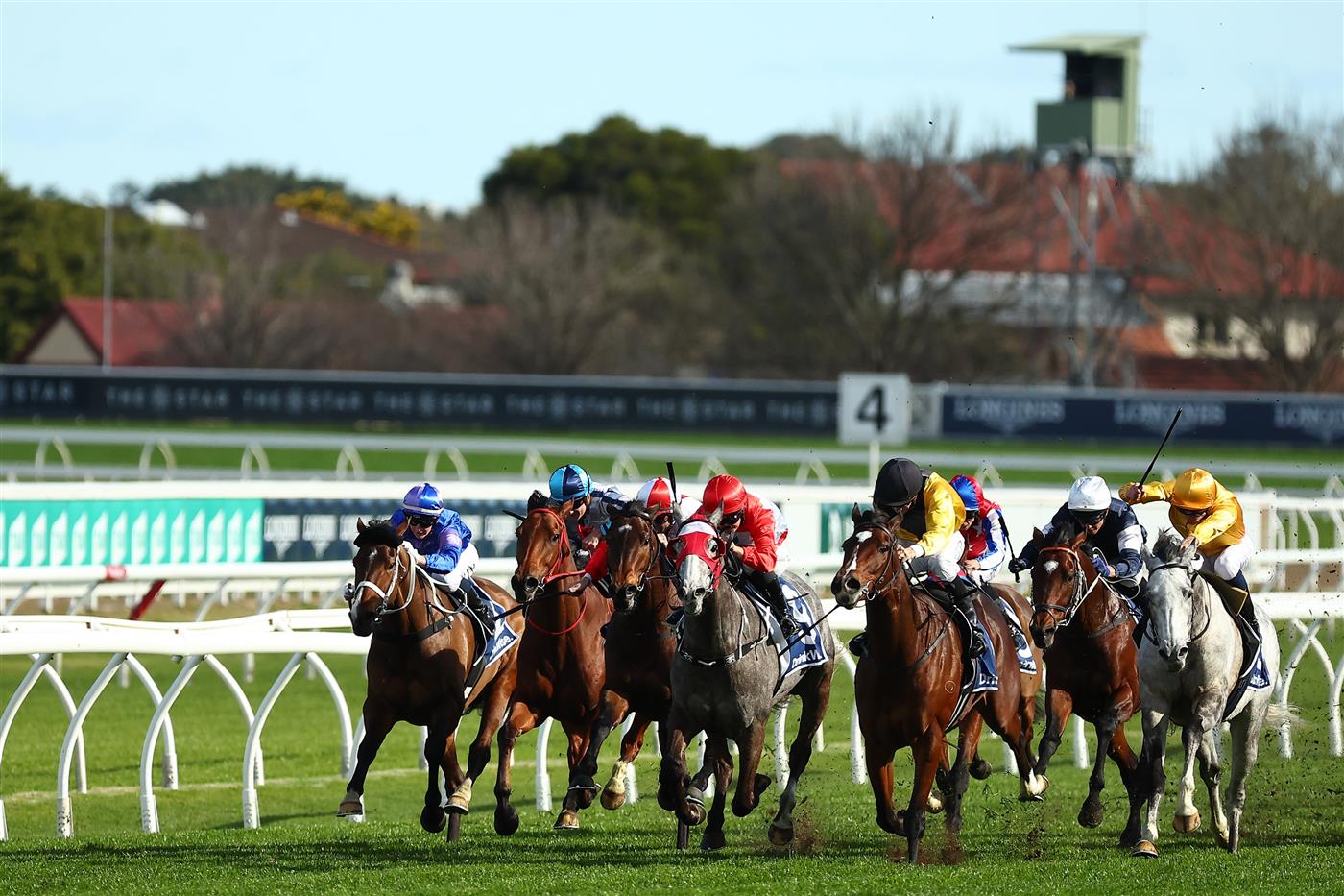SYDNEY, AUSTRALIA - AUGUST 19: Jason Collett riding Hosier 
 wins Race 6 James Squires Premier’s Cup during "Winx Stakes Day" - Sydney Racing at Royal Randwick Racecourse on August 19, 2023 in Sydney, Australia. (Photo by Jeremy Ng/Getty Images)
