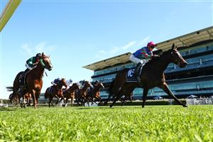 SYDNEY, AUSTRALIA - AUGUST 19: Dylan Gibbons riding Super Bright wins Race 1 Midway during "Winx Stakes Day" - Sydney Racing at Royal Randwick Racecourse on August 19, 2023 in Sydney, Australia. (Photo by Jeremy Ng/Getty Images)