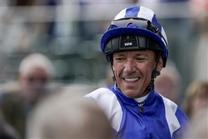 YORK, ENGLAND - AUGUST 23: Frankie Dettori after riding Mostahdaf to win The Juddmonte International Stakes at York Racecourse on August 23, 2023 in York, England. (Photo by Alan Crowhurst/Getty Images)