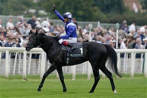 YORK, ENGLAND - AUGUST 23: Frankie Dettori after riding Mostahdaf to win The Juddmonte International Stakes at York Racecourse on August 23, 2023 in York, England. (Photo by Alan Crowhurst/Getty Images)