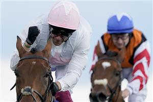 YORK, ENGLAND - AUGUST 26: Frankie Dettori riding Absurde win The Sky Bet Ebor Handicap at York Racecourse on August 26, 2023 in York, England. (Photo by Alan Crowhurst/Getty Images)