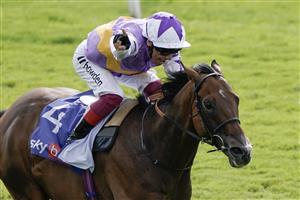 YORK, ENGLAND - AUGUST 26: Frankie Dettori riding Kinross celebrate winning The Sky Bet City Of York Stakes at York Racecourse on August 26, 2023 in York, England. (Photo by Alan Crowhurst/Getty Images)