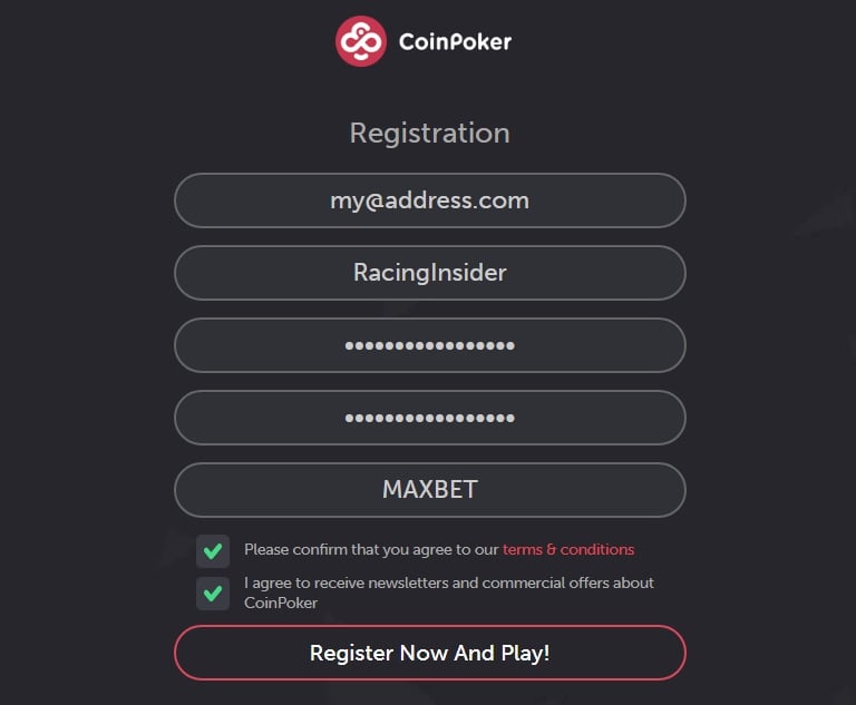 Coinpoker promo code MAXBET