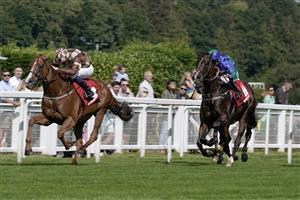 ESHER, ENGLAND - SEPTEMBER 02: Oisin Orr riding Maywake win The Virgin Bet Best Odds Daily Handicap at Sandown Park Racecourse on September 02, 2023 in Esher, England. (Photo by Alan Crowhurst/Getty Images)
