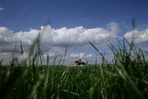 ESHER, ENGLAND - SEPTEMBER 02: Marco Ghiani riding Dual Identity win The Virgin Bet Handicap at Sandown Park Racecourse on September 02, 2023 in Esher, England. (Photo by Alan Crowhurst/Getty Images)