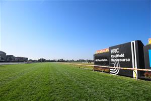 MELBOURNE, AUSTRALIA - SEPTEMBER 02:  General view of the winning post during Melbourne Racing at Caulfield Racecourse on September 02, 2023 in Melbourne, Australia. (Photo by Vince Caligiuri/Getty Images)