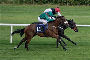 DUBLIN, IRELAND - SEPTEMBER 09: Chris Hayes riding Tahiyra (green) win The Coolmore America