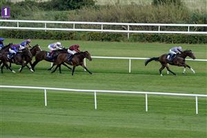 DUBLIN, IRELAND - SEPTEMBER 09: Daniel Tudhope riding Flight Plan win The Dullingham Park Stakes at Leopardstown Racecourse on September 09, 2023 in Dublin, Ireland. (Photo by Alan Crowhurst/Getty Images)