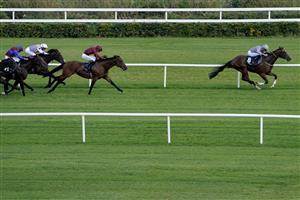DUBLIN, IRELAND - SEPTEMBER 09: Daniel Tudhope riding Flight Plan win The Dullingham Park Stakes at Leopardstown Racecourse on September 09, 2023 in Dublin, Ireland. (Photo by Alan Crowhurst/Getty Images)