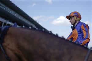 DUBLIN, IRELAND - SEPTEMBER 09: Ryan Moore after riding Auguste Rodin to win The Royal Bahrain Irish Champion Stakes at Leopardstown Racecourse on September 09, 2023 in Dublin, Ireland. (Photo by Alan Crowhurst/Getty Images)