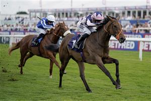 DONCASTER, ENGLAND - SEPTEMBER 15: Sean Levey riding Circe win The Coopers Marquees EBF Maiden Fillies