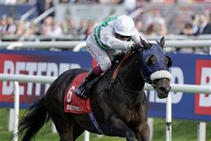 DONCASTER, ENGLAND - SEPTEMBER 16: Oisin Murphy riding Sandrine (white/green) win The Betfred Park Stakes at Doncaster Racecourse on September 16, 2023 in Doncaster, England. (Photo by Alan Crowhurst/Getty Images)