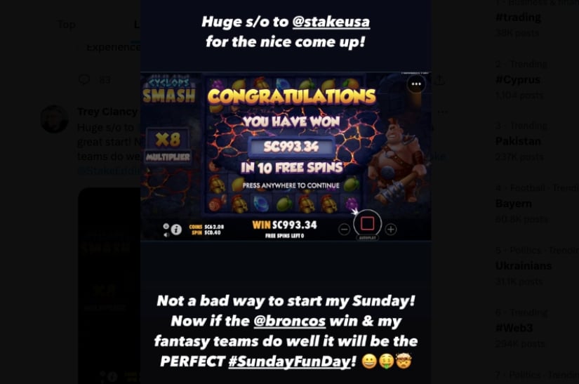 Cyclops Smash Big Win - Stake.us