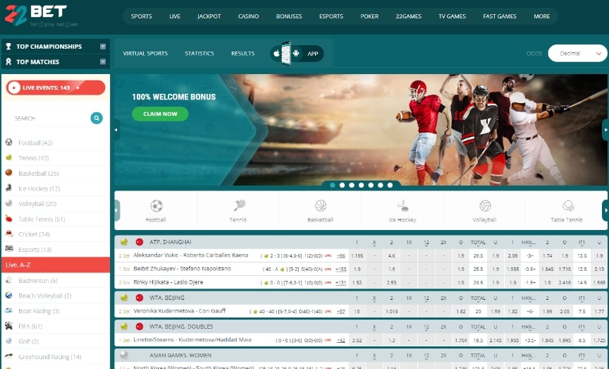 22Scommesse sportive 22Bet sportsbook