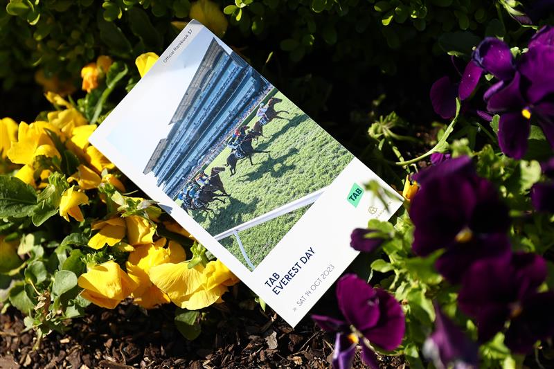 SYDNEY, AUSTRALIA - OCTOBER 14: An official racebook is seen prior to the Sydney Racing - TAB Everest Day at Royal Randwick Racecourse on October 14, 2023 in Sydney, Australia. (Photo by Jeremy Ng/Getty Images)