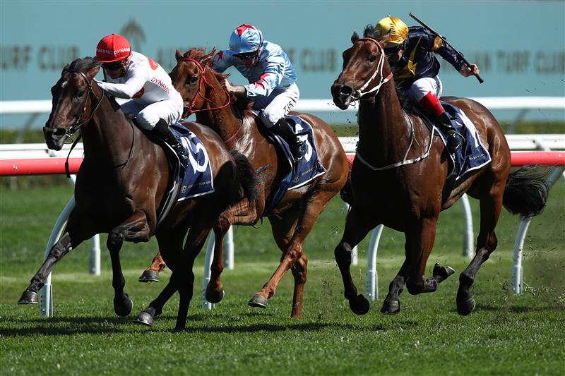 SYDNEY, AUSTRALIA - OCTOBER 14: James McDonald riding I Am Me wins Race 6 The Feel New Sydney Stakes during Sydney Racing at Royal Randwick Racecourse on October 14, 2023 in Sydney, Australia. (Photo by Jason McCawley/Getty Images)