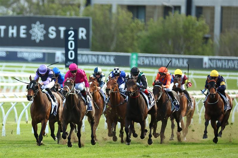 SYDNEY, AUSTRALIA - OCTOBER 14: James Mcdonald riding Fangirl  wins Race 9 King Charles III Stakes during Sydney Racing - TAB Everest Day at Royal Randwick Racecourse on October 14, 2023 in Sydney, Australia. (Photo by Jeremy Ng/Getty Images)