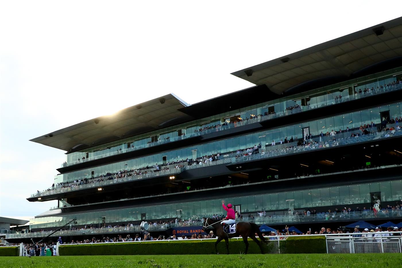 SYDNEY, AUSTRALIA - OCTOBER 14: James Mcdonald riding Fangirl  wins Race 9 King Charles III Stakes during Sydney Racing - TAB Everest Day at Royal Randwick Racecourse on October 14, 2023 in Sydney, Australia. (Photo by Jeremy Ng/Getty Images)