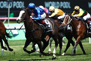 SYDNEY, AUSTRALIA - OCTOBER 14: Zac Lloyd riding Sequestered wins Race 2 The World Pool Handicap during Sydney Racing at Royal Randwick Racecourse on October 14, 2023 in Sydney, Australia. (Photo by Jason McCawley/Getty Images)