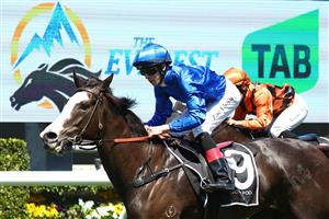 SYDNEY, AUSTRALIA - OCTOBER 14: Zac Lloyd riding Sequestered wins Race 2 World Pool during Sydney Racing - TAB Everest Day at Royal Randwick Racecourse on October 14, 2023 in Sydney, Australia. (Photo by Jeremy Ng/Getty Images)