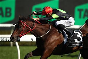 SYDNEY, AUSTRALIA - OCTOBER 14: Sam Clipperton riding Think About It wins Race 7 The TAB Everest during Sydney Racing at Royal Randwick Racecourse on October 14, 2023 in Sydney, Australia. (Photo by Jason McCawley/Getty Images)