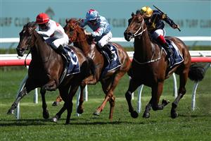 SYDNEY, AUSTRALIA - OCTOBER 14: James McDonald riding I Am Me wins Race 6 The Feel New Sydney Stakes during Sydney Racing at Royal Randwick Racecourse on October 14, 2023 in Sydney, Australia. (Photo by Jason McCawley/Getty Images)