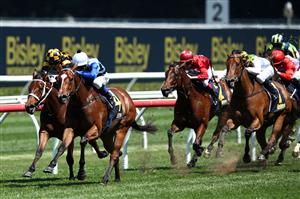 SYDNEY, AUSTRALIA - OCTOBER 14: Kerrin McEvoy riding Arctic Glamour wins Race 3 The Bisley Workwear Reginald Allen Quality during Sydney Racing at Royal Randwick Racecourse on October 14, 2023 in Sydney, Australia. (Photo by Jason McCawley/Getty Images)