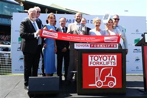 SYDNEY, AUSTRALIA - OCTOBER 14: Connection celebrate after Regan Bayliss riding Raf Attack wins Race 4 Toyota Forklift Gloaming Stakes during Sydney Racing - TAB Everest Day at Royal Randwick Racecourse on October 14, 2023 in Sydney, Australia. (Photo by Jeremy Ng/Getty Images)