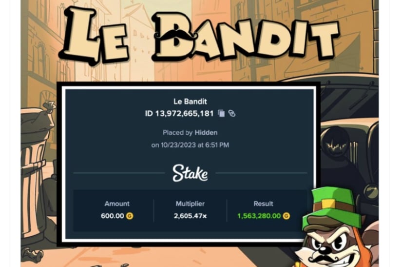 Stake.us Big Win - Le Bandit