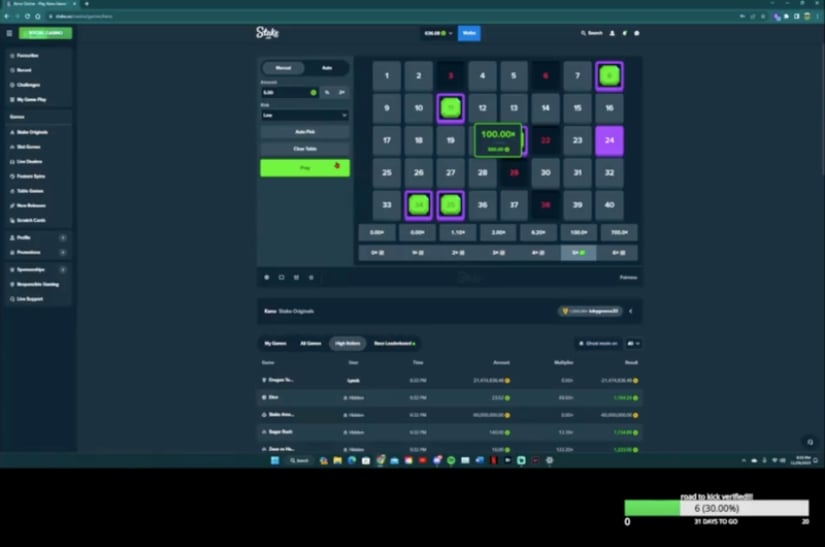 Stake.us Keno big win