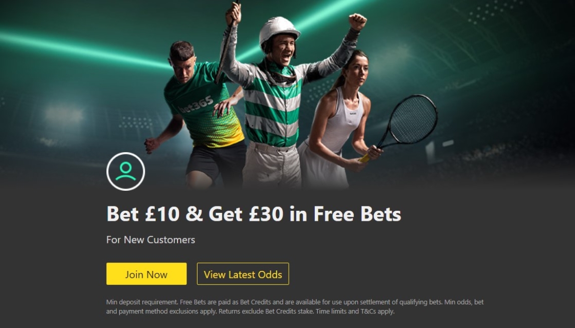 bet365 Bet £10 get £30 in free bets welcome offer