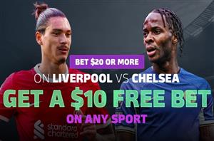 Liverpool vs Chelsea - Bet $20 & get a $10 free bet