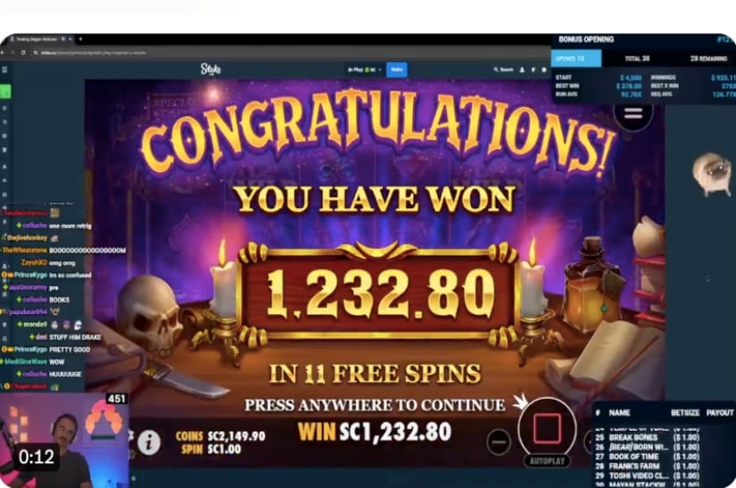 1232 SC Big Win - Stake.us