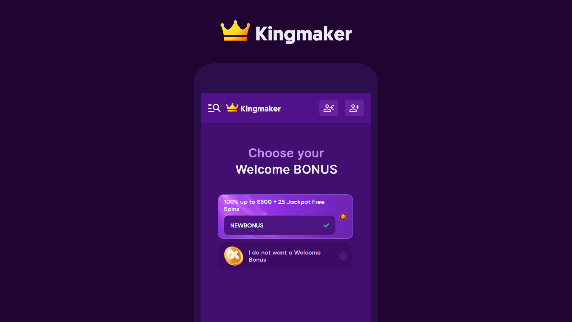 Kingmaker casino bonus