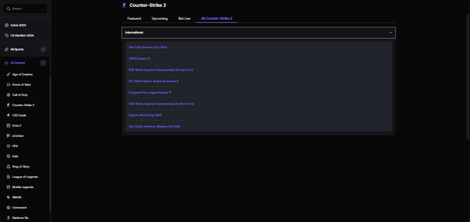 Shuffle Esports Markets Shuffle Esports Markets