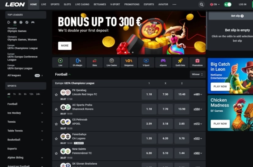 Leonbet Bonus Code | Deposit €200 Get €300 with code BALLER