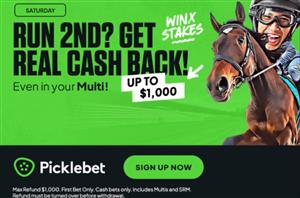 Winx Stakes Cash Back: Up to $1000 back if your horse runs 2nd