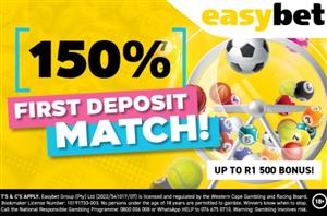 Free R50 + 150% Deposit Match to R1500 on Easybet