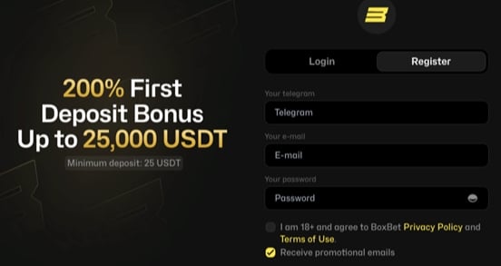 BoxBet.io Registration