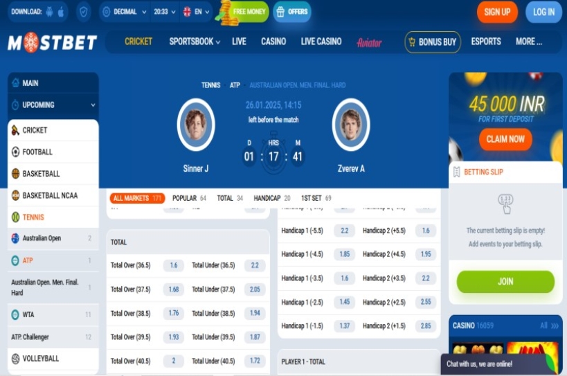 Jannik Sinner vs Alexander Zverev