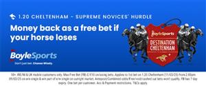 BoyleSports Offer - Money back up to €/£10 on losing bets in 2025 Supreme Novices' Hurdle