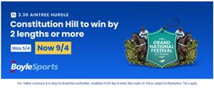 BoyleSports Offer - Get 9/4 on Constitution Hill to win the Aintree Hurdle by two lengths or more 